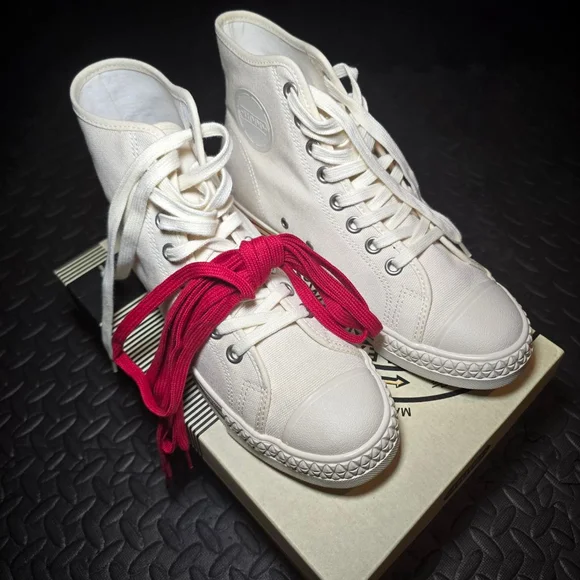 Unisex Hood High Top Canvas Sneakers White/Tan Size 8.5 - Picture 5 of 7